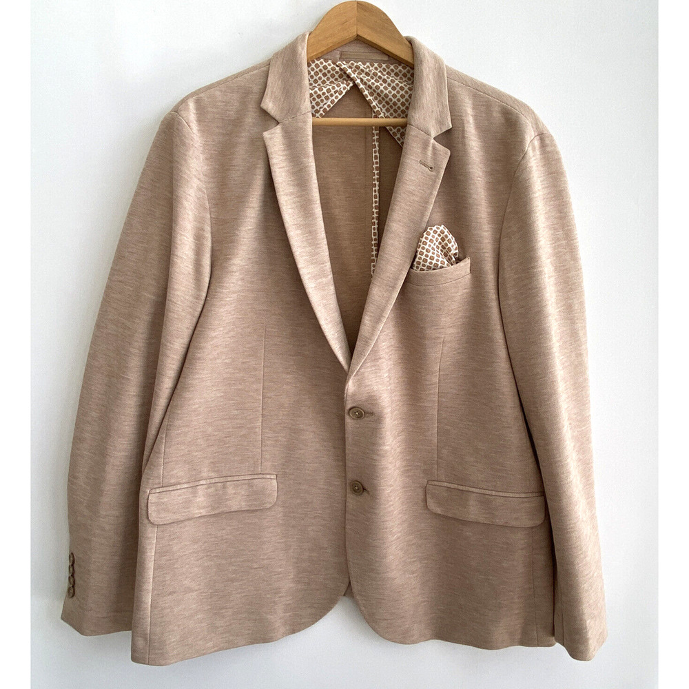 SPLASH Slim Fit Heathered Beige Stretch 2-Button Blazer Jacket Size XL
